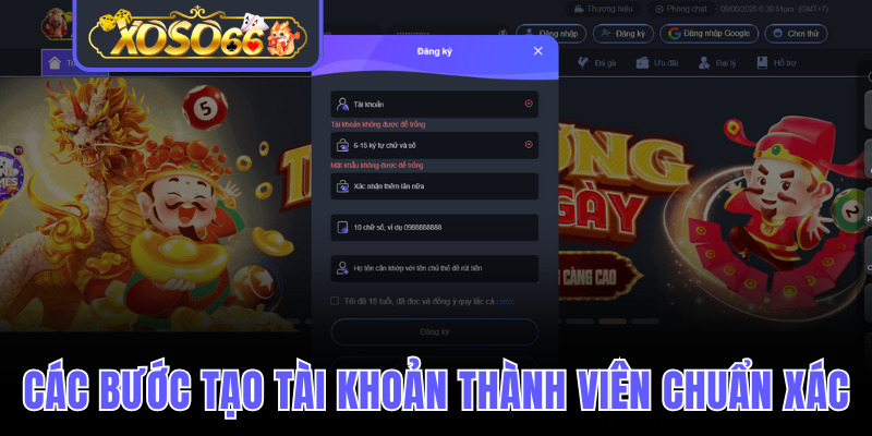 Hướng dẫn đăng ký tài khoản tại website Xoso66